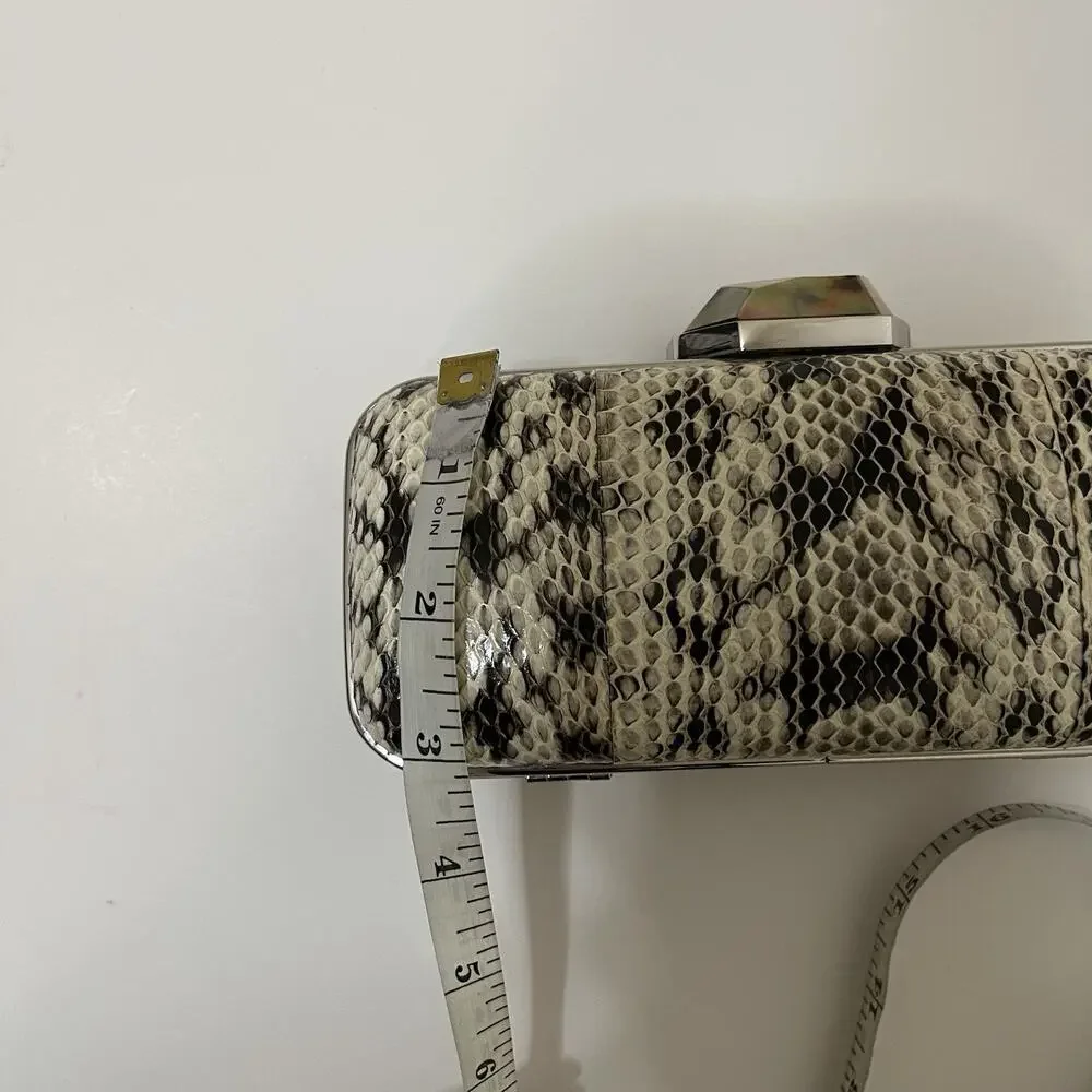 RAFE Snake Skin Clutch evening shoulder purse Demi Python white black combo